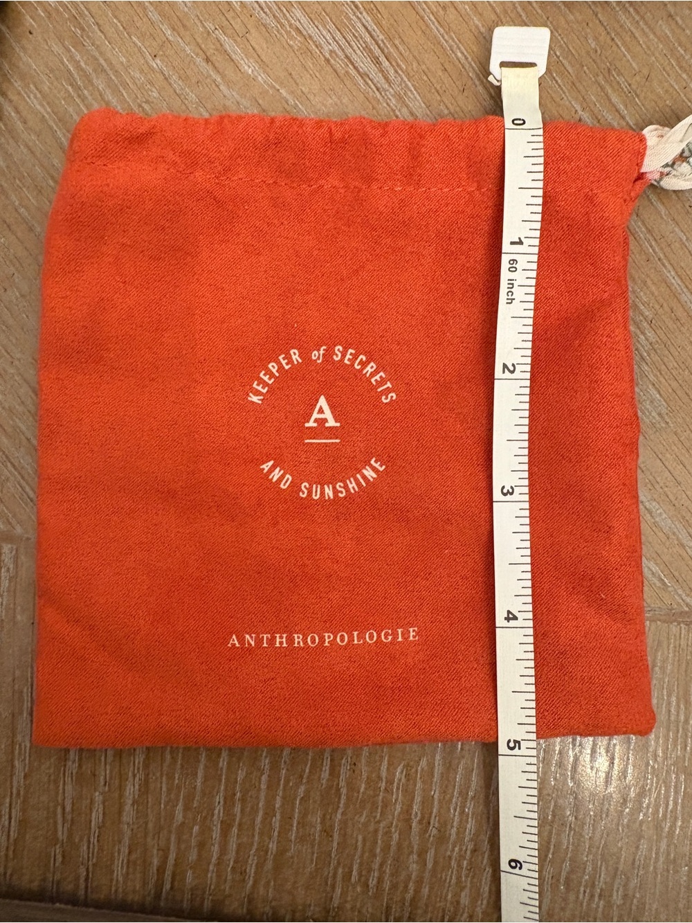 Anthropologie Rust Orange Drawstring Logo Pouch - Picture 3 of 4